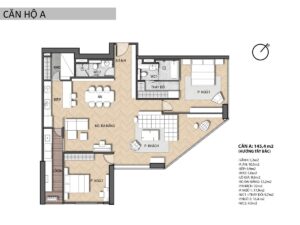 Mẫu căn hộ B: diện tích 114 m2, có 03 PN, 3 căn/tầng. Tổng số căn là 96 căn.