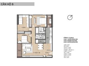 Mẫu căn hộ C: Diện tích 101 m2, có 3 PN, 2 căn /tầng. Tổng số căn là 64 căn.